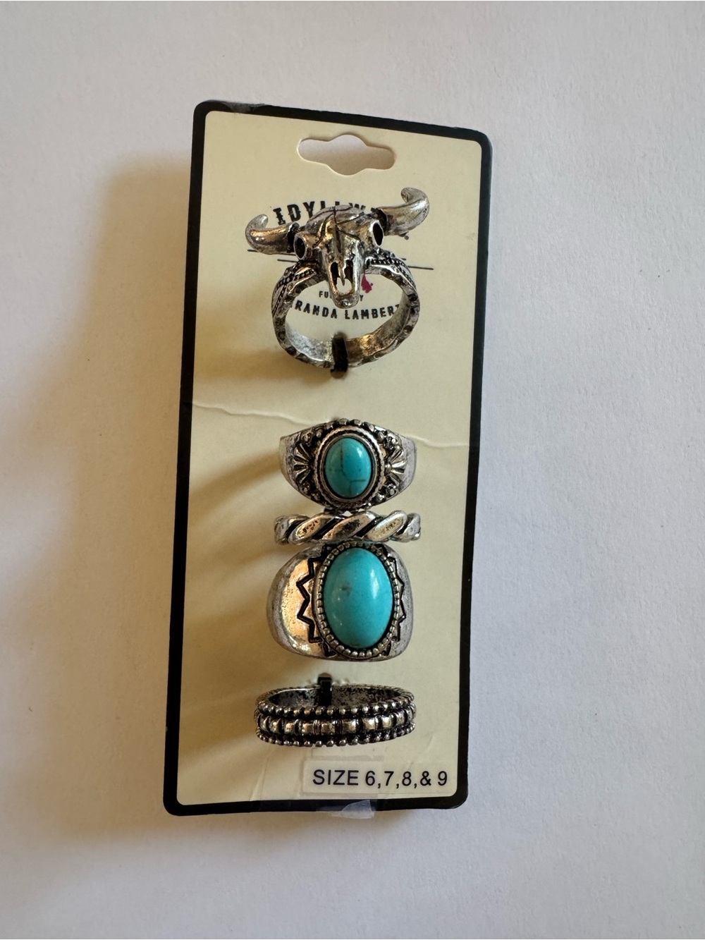 Size 6, 7, 8 & 9 Idyllwind Turquoise and Silver Boho Ring Set
